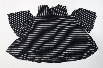 ASOS Womens Blue Striped Cotton Basic Blouse Size 12 Round Neck