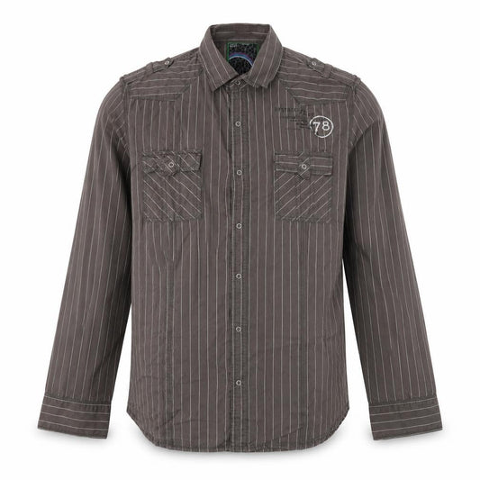 Next Mens Brown Striped Cotton  Button-Up Size XL Collared Button