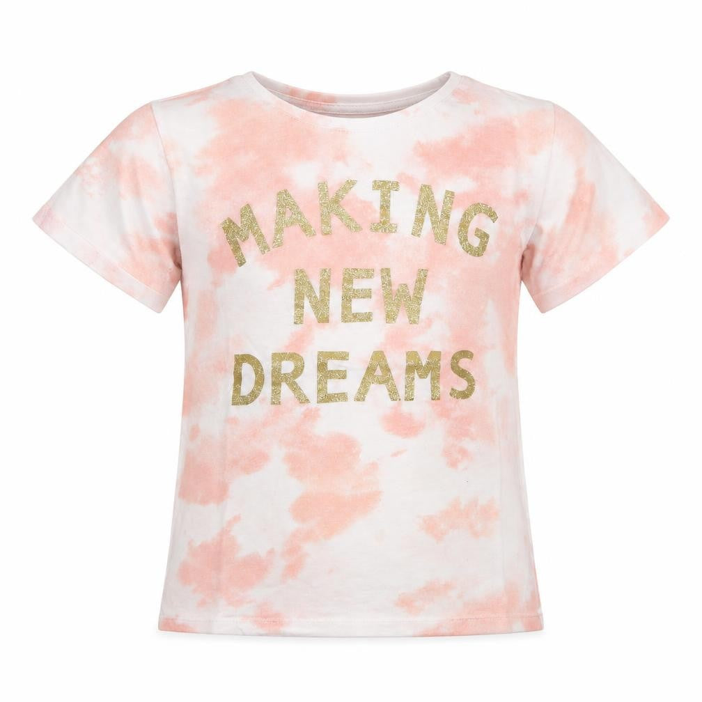 Primark Girls Pink  100% Cotton Jersey T-Shirt Size 10-11 Years Round Neck Pullover - Tie dye