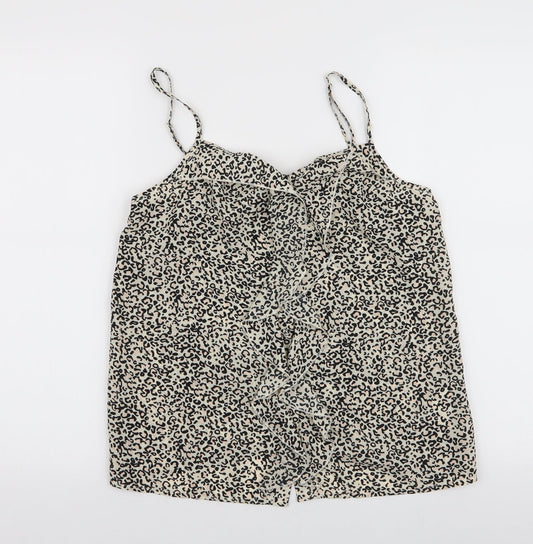 Oasis Womens Multicoloured Animal Print Polyester Camisole Blouse Size 10 Round Neck