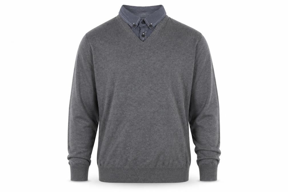 Matalan Mens Grey Collared  Cotton Pullover Jumper Size M