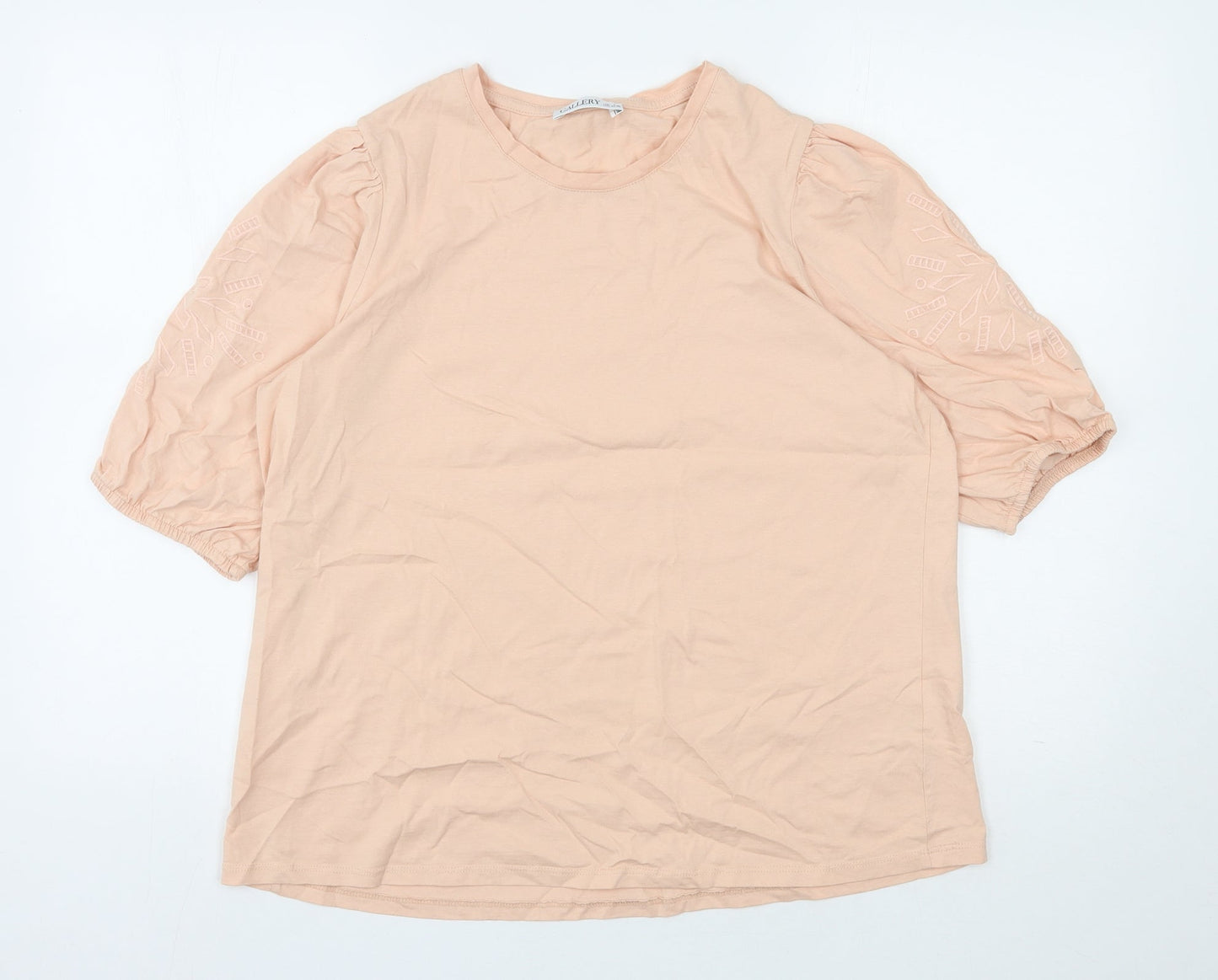 Gallery Womens Pink  Cotton Basic T-Shirt Size L Round Neck