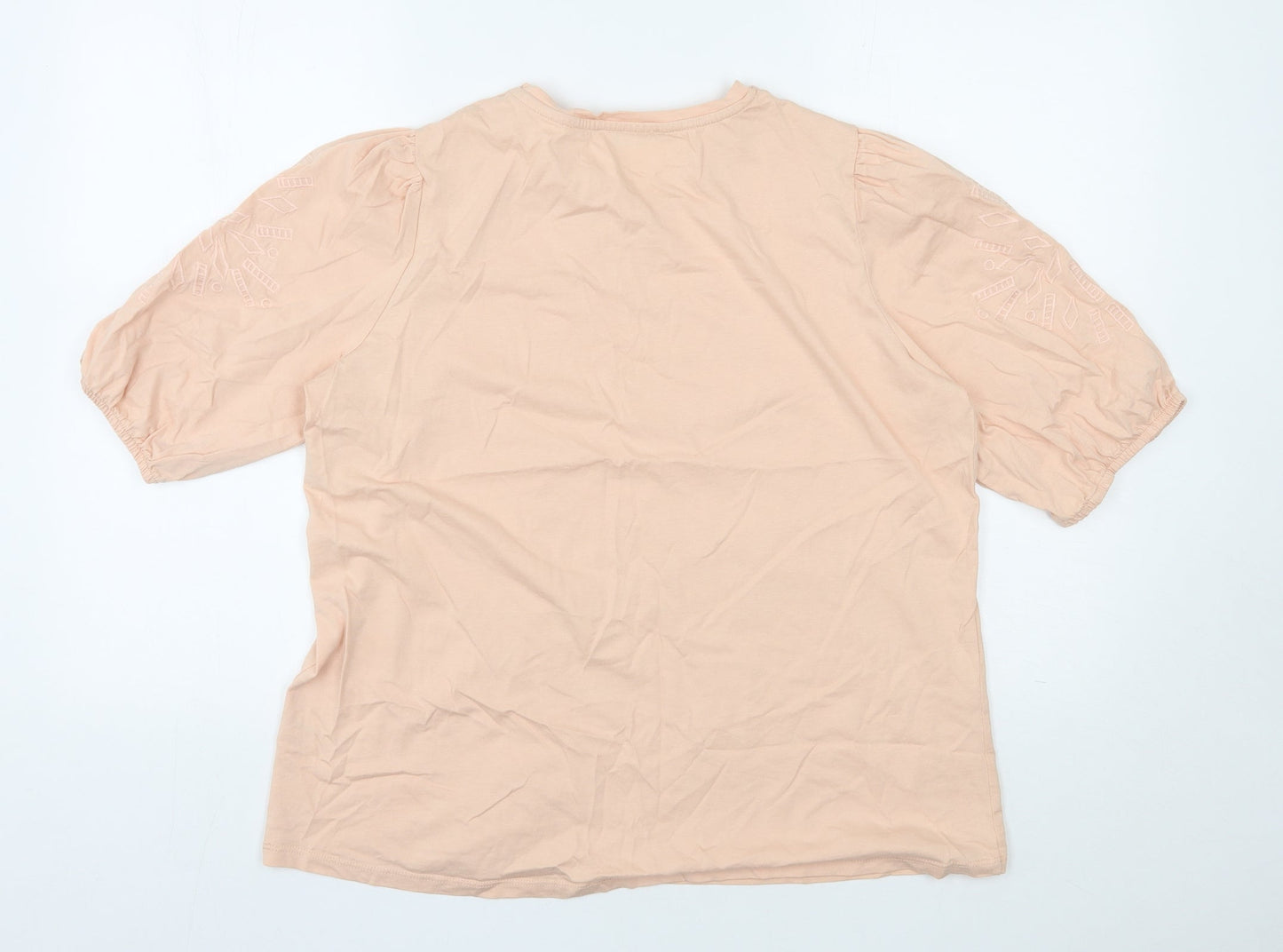 Gallery Womens Pink  Cotton Basic T-Shirt Size L Round Neck