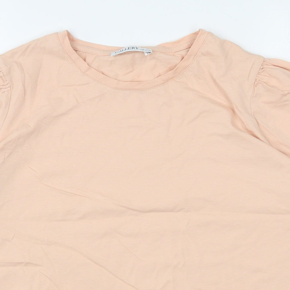 Gallery Womens Pink  Cotton Basic T-Shirt Size L Round Neck