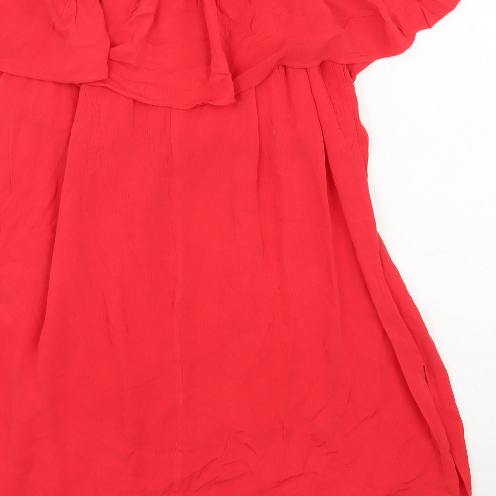 New Look Womens Red  Viscose Trapeze & Swing  Size M  Off the Shoulder Pullover