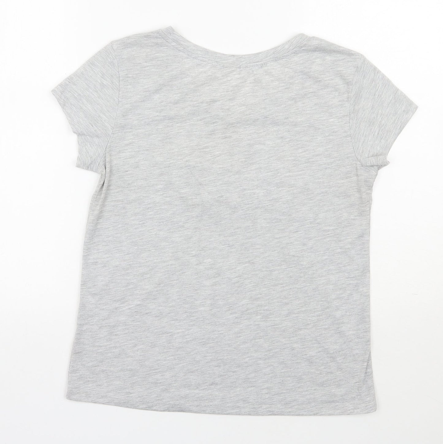 H&M Womens Grey  Polyester Basic T-Shirt Size S Scoop Neck