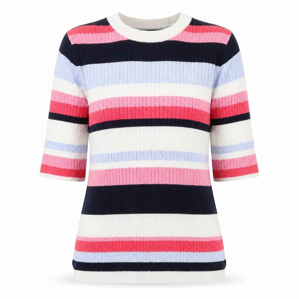 Marks & Spencer Womens Multicoloured Round Neck Striped Viscose Pullover Jumper Size 10