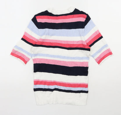 Marks & Spencer Womens Multicoloured Round Neck Striped Viscose Pullover Jumper Size 10