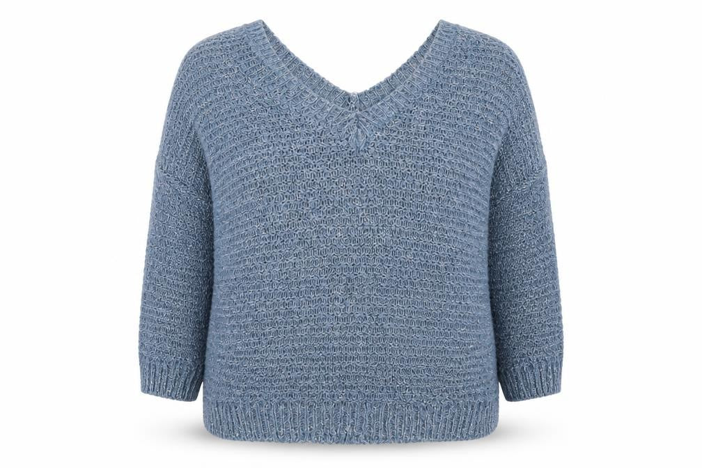 River Island Womens Blue V-Neck  Polyamide Pullover Jumper Size 16