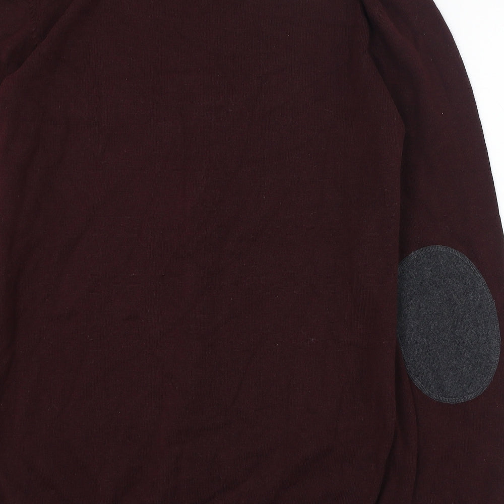 BHS Mens Red Round Neck  Cotton Pullover Jumper Size M
