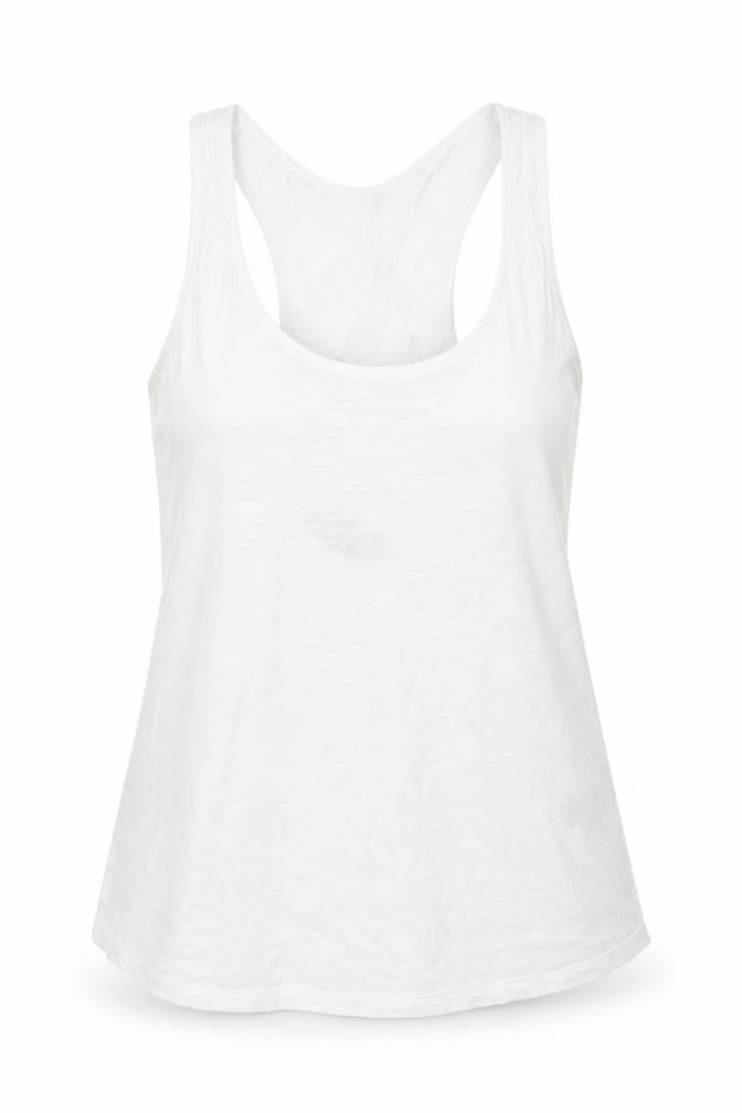 NEXT Womens White  100% Cotton Basic Tank Size 10 Scoop Neck - Lace at back
