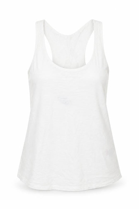 Next Womens White  100% Cotton Basic Tank Size 10 Scoop Neck - Lace at back