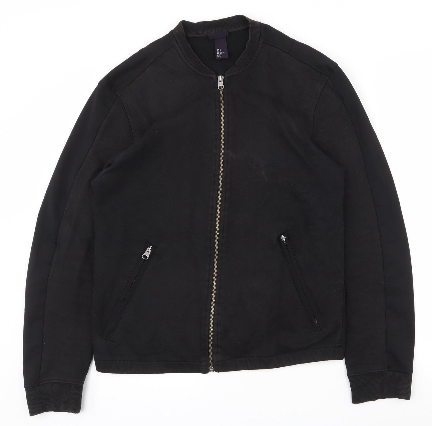 H&M Womens Black  Cotton Full Zip Sweatshirt Size S  Zip