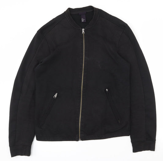 H&M Womens Black  Cotton Full Zip Sweatshirt Size S  Zip