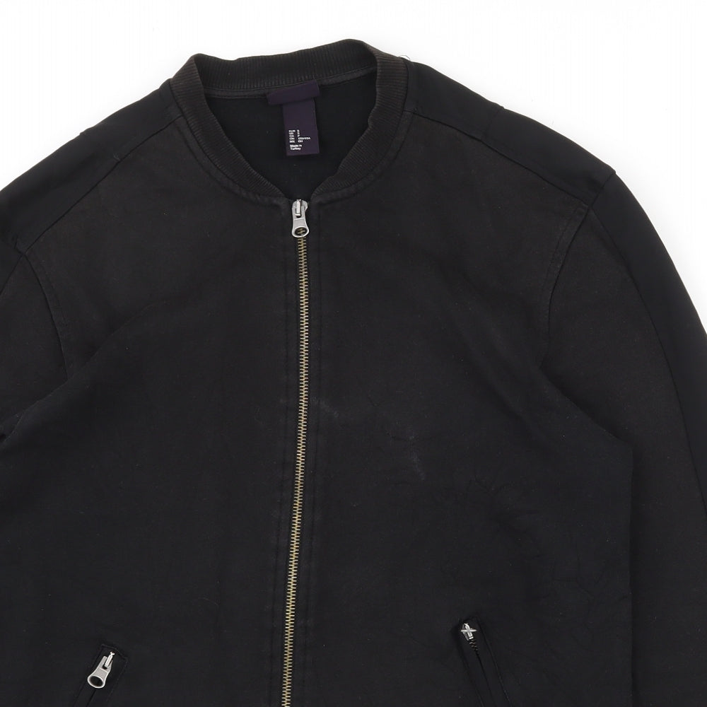H&M Womens Black  Cotton Full Zip Sweatshirt Size S  Zip