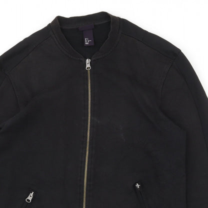 H&M Womens Black  Cotton Full Zip Sweatshirt Size S  Zip