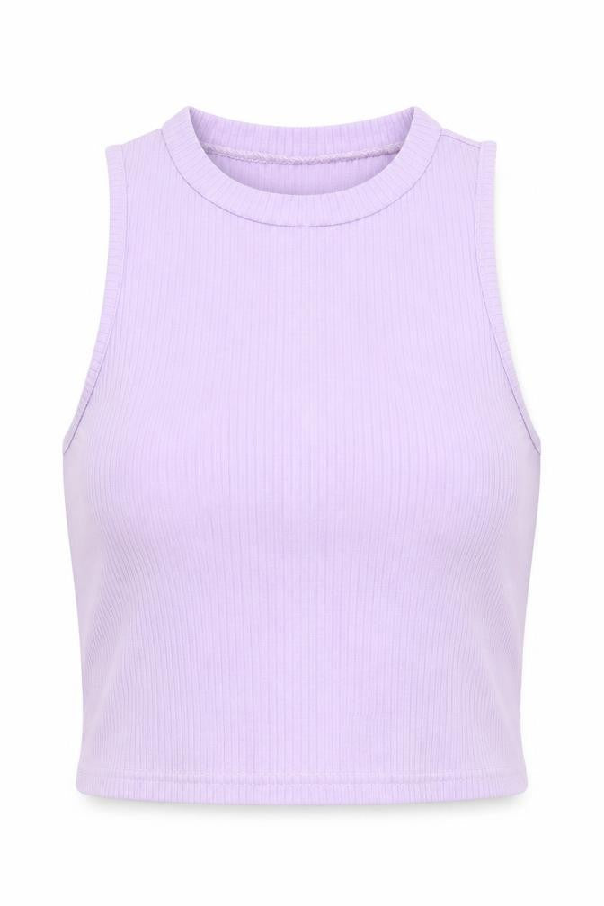 SheIn Womens Purple Houndstooth Cotton Basic Tank Size S Round Neck - Cropped