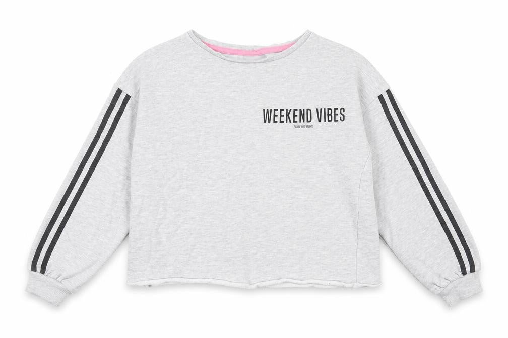 Matalan Girls Grey  Cotton Pullover Sweatshirt Size 13 Years  Pullover - Cropped
