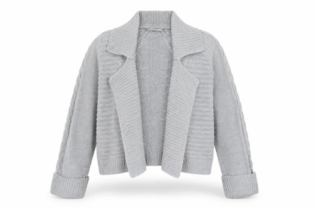 Marks & Spencer Womens Grey Collared  Acrylic Cardigan Jumper Size 14