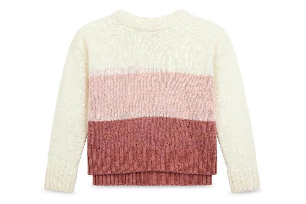 New Look Girls Pink Crew Neck Striped Acrylic Pullover Jumper Size 12-13 Years