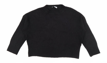 Preloved Zara Womens Black Crew Neck  Acrylic Pullover Jumper Size M - Front