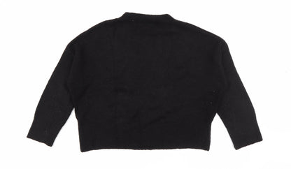 Preloved Zara Womens Black Crew Neck  Acrylic Pullover Jumper Size M - Back