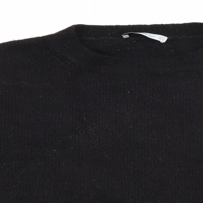 Preloved Zara Womens Black Crew Neck  Acrylic Pullover Jumper Size M - Detail