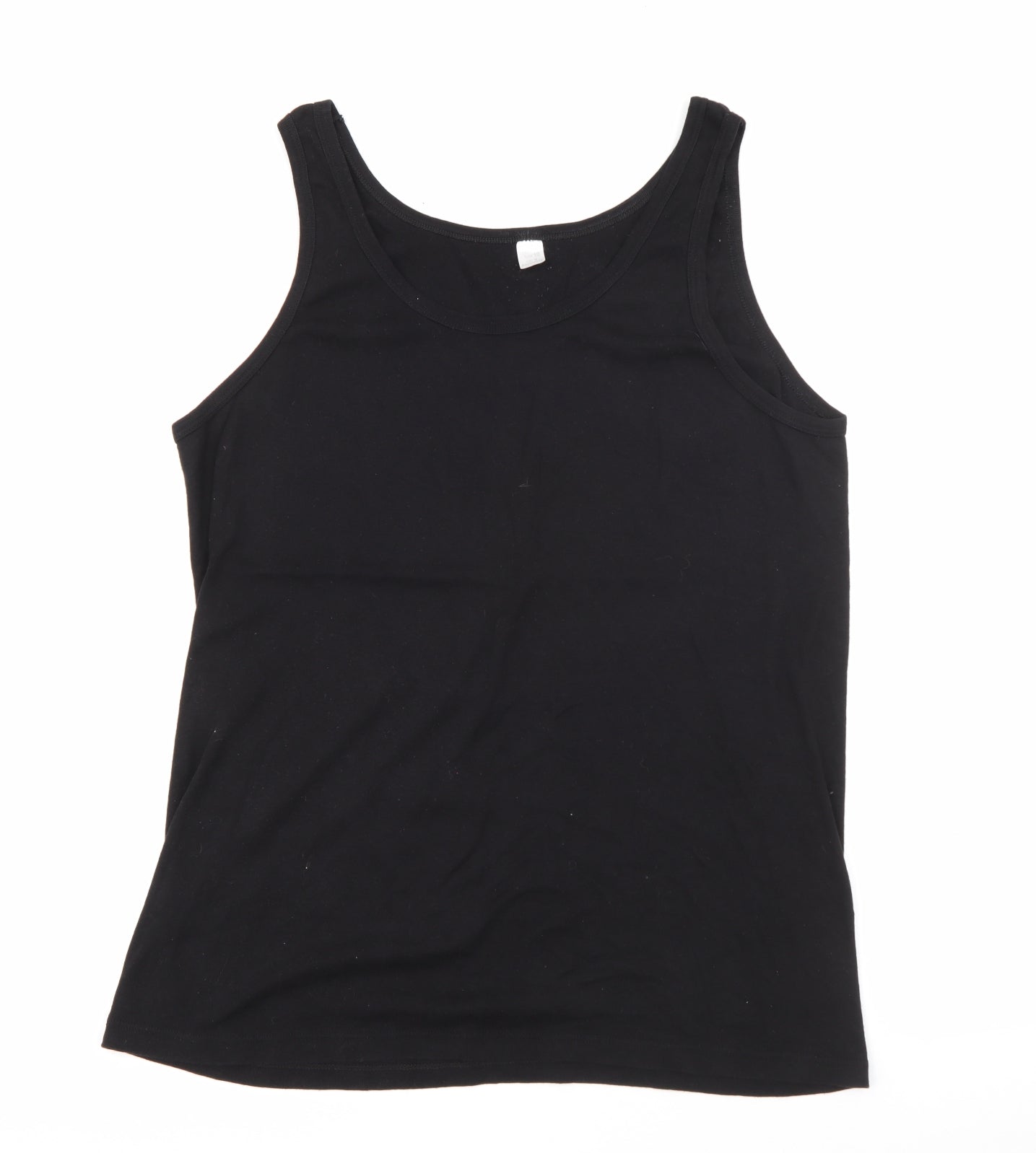 Vincent Womens Black  Cotton Basic Tank Size 10 Scoop Neck