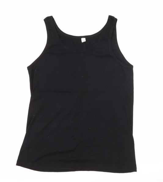 Vincent Womens Black  Cotton Basic Tank Size 10 Scoop Neck