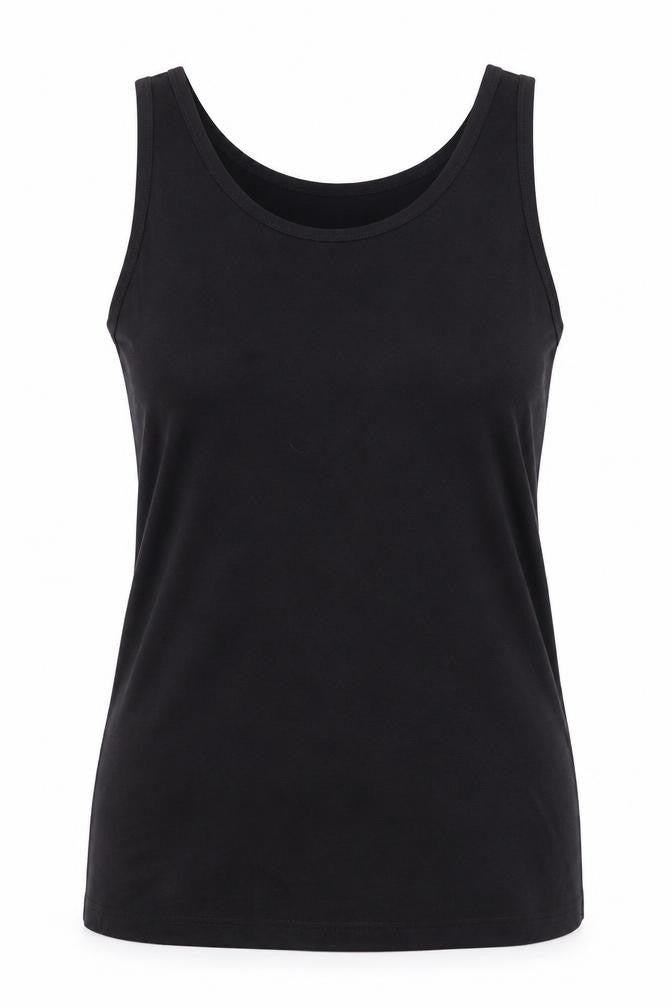 Vincent Womens Black  Cotton Basic Tank Size 10 Scoop Neck