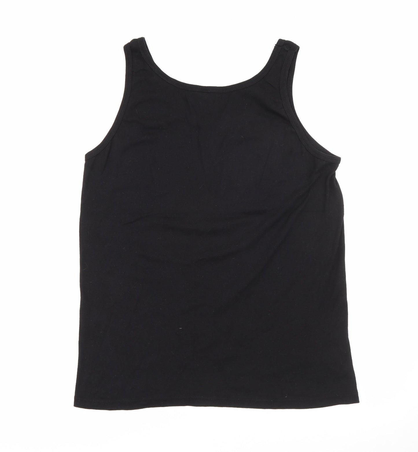 Vincent Womens Black  Cotton Basic Tank Size 10 Scoop Neck