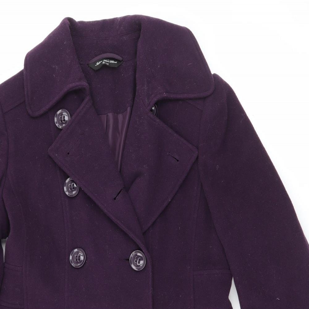 BHS Womens Purple   Overcoat Coat Size 10  Button