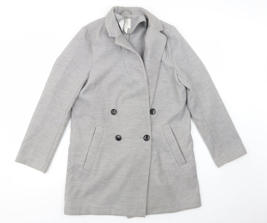 H&M Womens Grey   Pea Coat Coat Size 8  Button