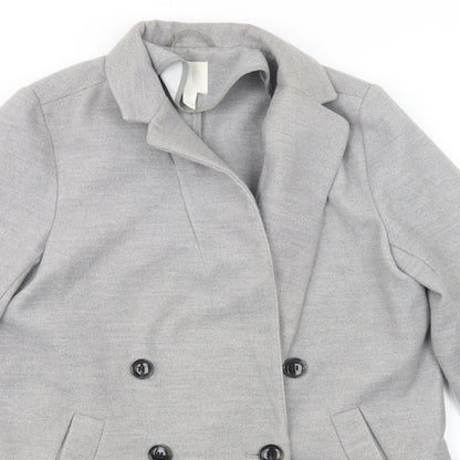 H&M Womens Grey   Pea Coat Coat Size 8  Button