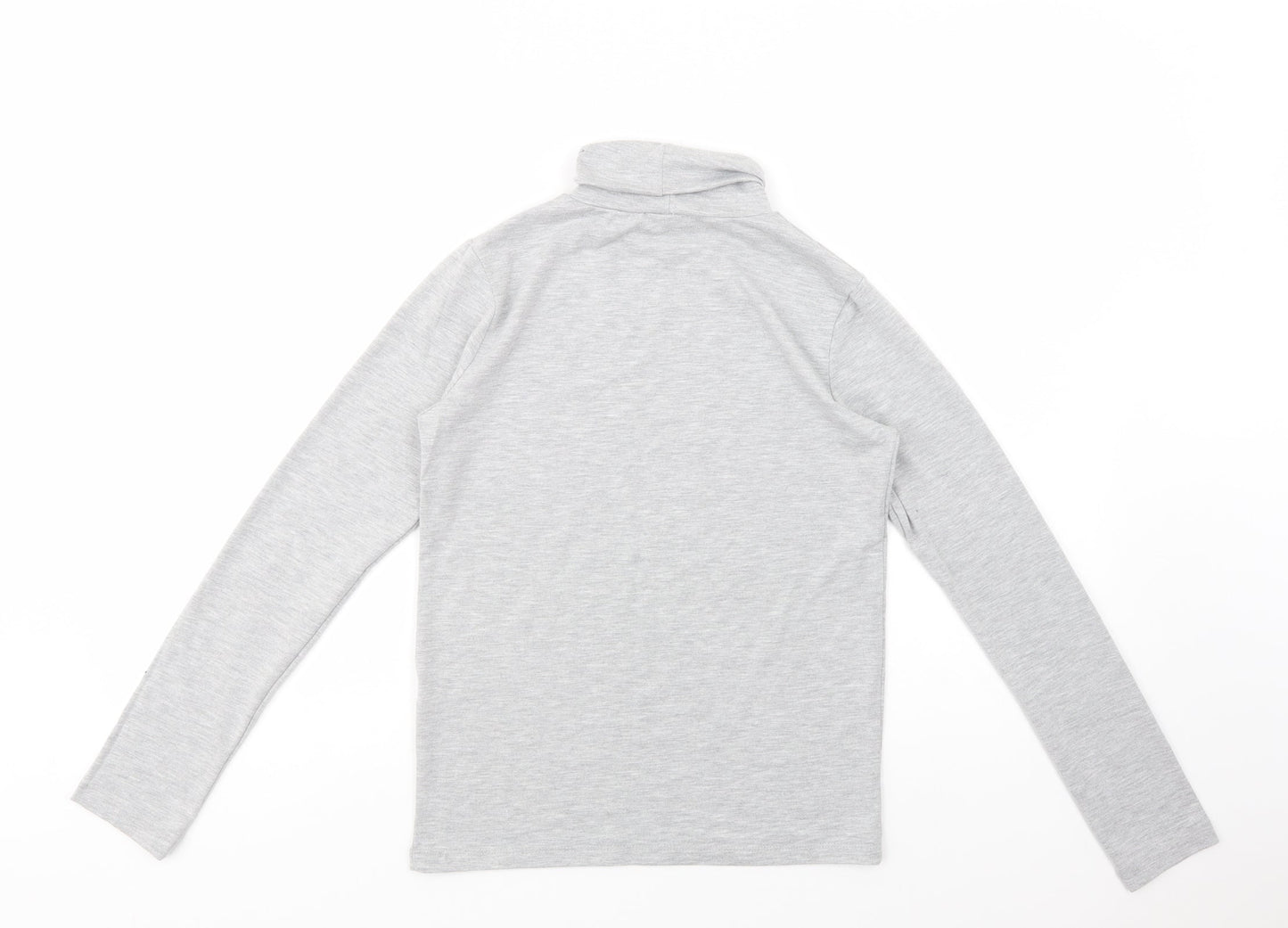 Select Womens Grey  Viscose Basic Blouse Size M Roll Neck