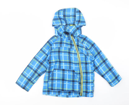 NAME IT Boys Blue Plaid  Windbreaker Jacket Size 6 Years  Zip