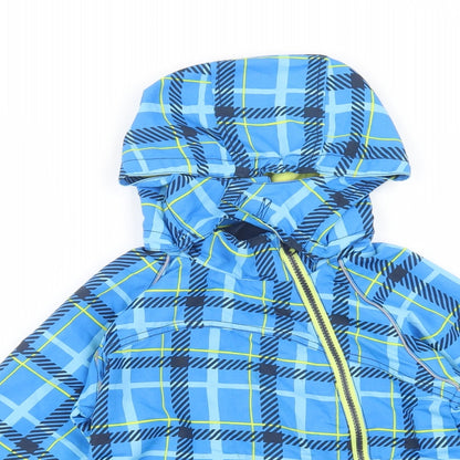 NAME IT Boys Blue Plaid  Windbreaker Jacket Size 6 Years  Zip