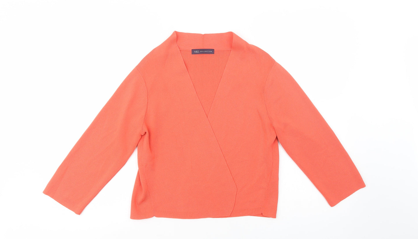 Marks and Spencer Womens Orange V-Neck  Viscose Cardigan Jumper Size M