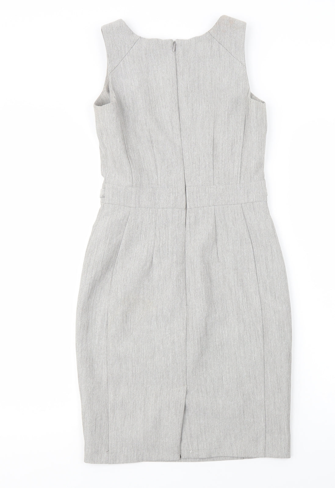 Primark Womens Grey  Polyester Pencil Dress  Size 4  Boat Neck Zip