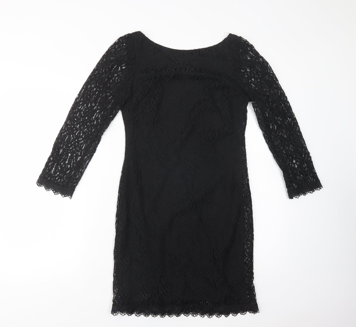 Atmosphere Womens Black  Cotton Pencil Dress  Size 8  Boat Neck Pullover