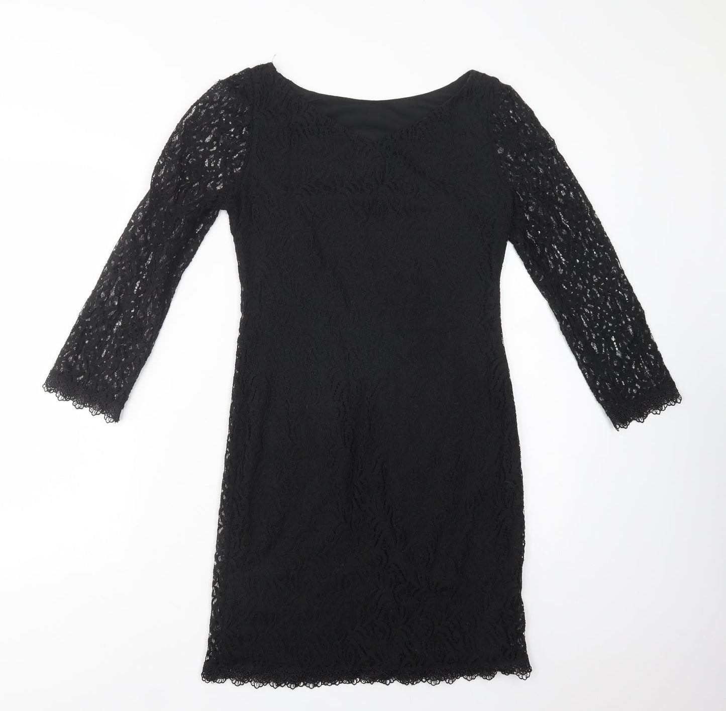 Atmosphere Womens Black  Cotton Pencil Dress  Size 8  Boat Neck Pullover