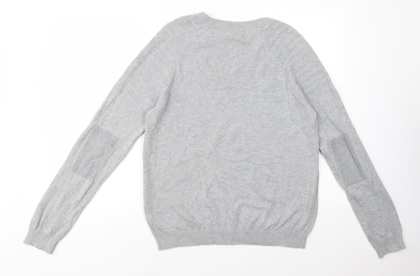 River Island Mens Grey Crew Neck  Cotton Pullover Jumper Size M