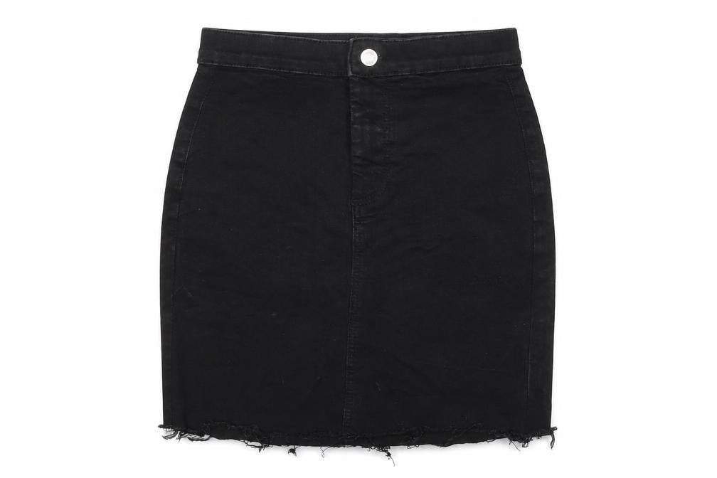 Topshop Womens Black  Cotton Mini Skirt Size 8   Button