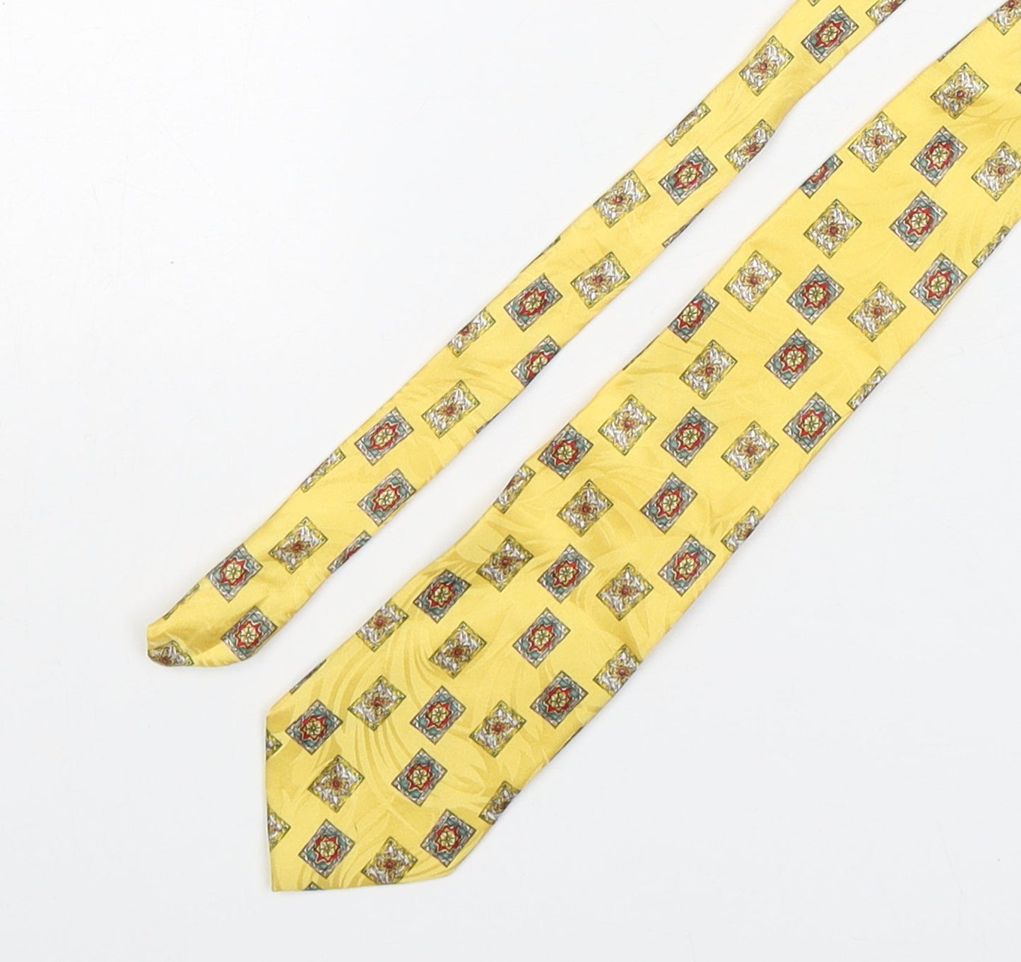 Fox & Chave Mens Gold Geometric Silk Pointed Tie One Size