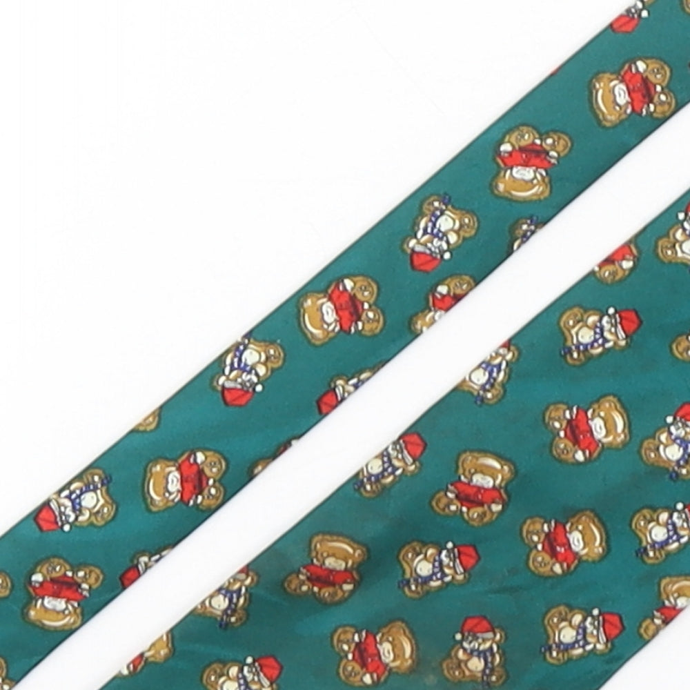 Roberto  Mens Multicoloured Geometric Polyester Pointed Tie One Size - Teddy Bear