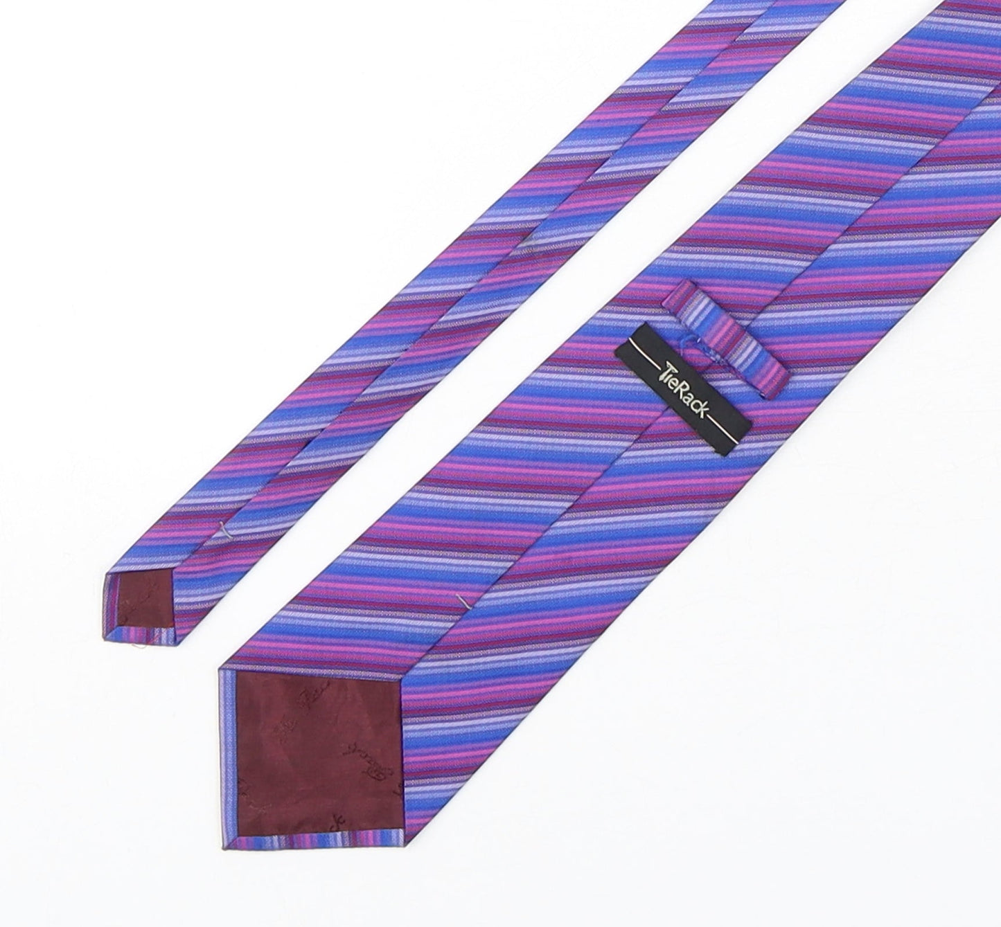 TieRack  Mens Multicoloured Striped Silk Pointed Tie One Size