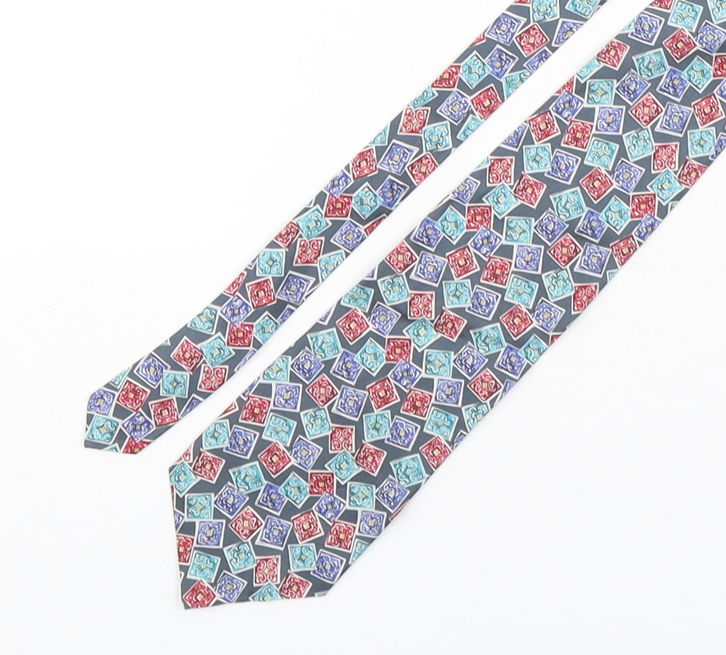 Je Suis Mens Multicoloured Geometric Silk Pointed Tie One Size