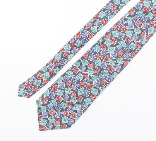 Je Suis Mens Multicoloured Geometric Silk Pointed Tie One Size