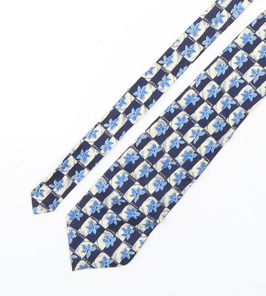 Blazer  Mens Blue Floral Silk Pointed Tie One Size