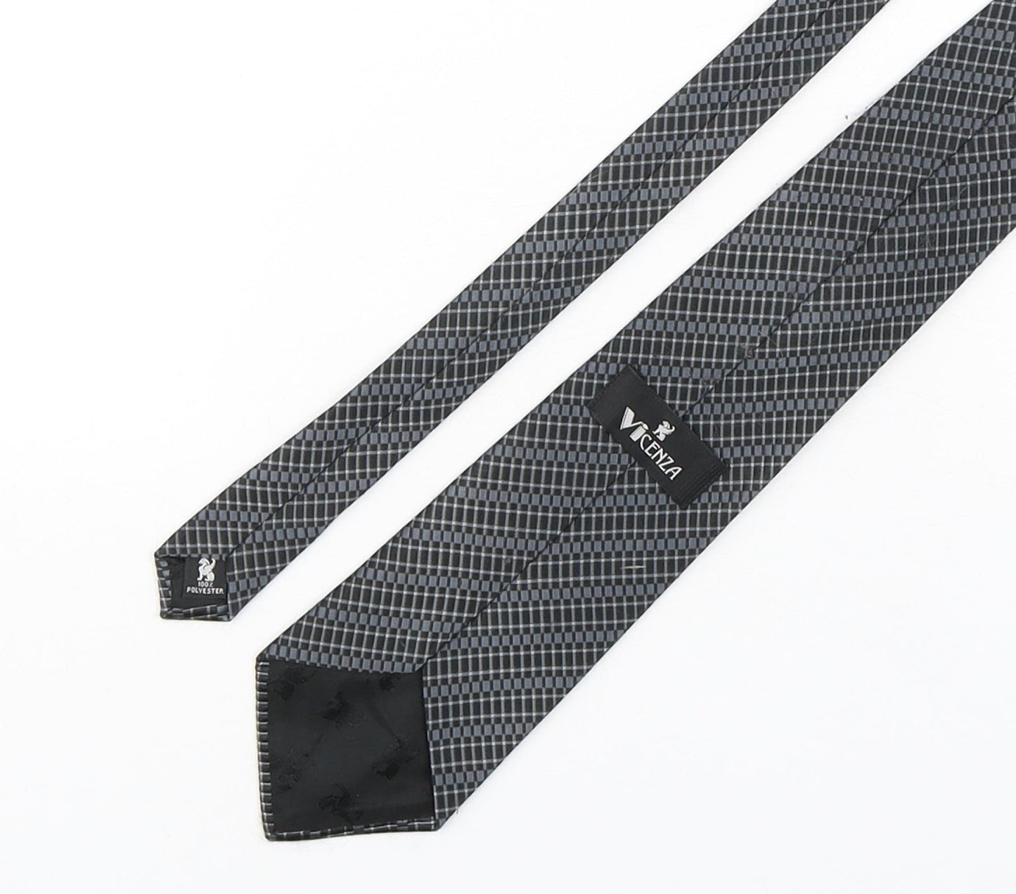 Vicenza Mens Grey Geometric Polyester Pointed Tie One Size